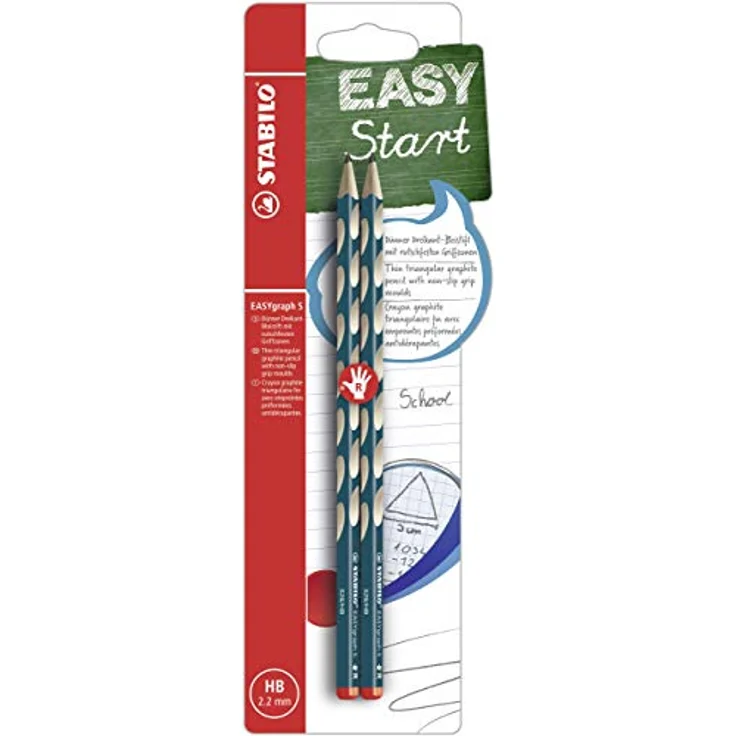 STABILO EASYgraph S R, Ergonomischer Dreikant-Bleistift HB petrol, 2er Blister – Bild 1