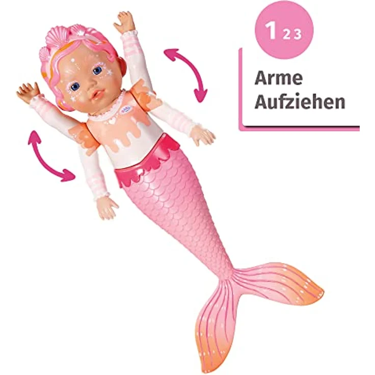 BABY Born Zapf Creation 835326 My First Mermaid 37cm -Meerjungfrau Badepuppe, bewegliche Arme und Beine, schwimmt durchs Wasser, wasserdicht und ohne Batterien verwendbar – Bild 5