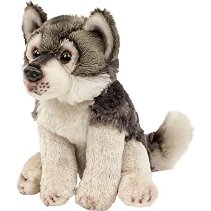 Teddys Rothenburg Kuscheltier Wolf 15 cm sitzend Plüschtier Plüschwolf Stofftier Lupus, grau 15 cm, maschinenwaschbar bis 30°C