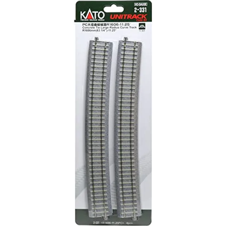 Kato H0 Unitrack 2-331, Gebogenes Gleis 4er-Set mit formstabilen Steckverbindungen und strapazierfähiger Qualität