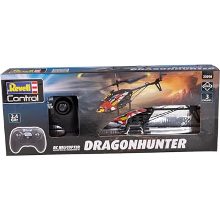 Revell Control RC Helicopter Dragon Hunter, 3-Kanal GHz-Fernsteuerung, Elektronischer Gyro, Stabiles Rumpfwerk, Ersatzrotoren Inklusive, LiPo Akku und Ladegerät, 23 cm, Ab 8 Jahren – Bild 3