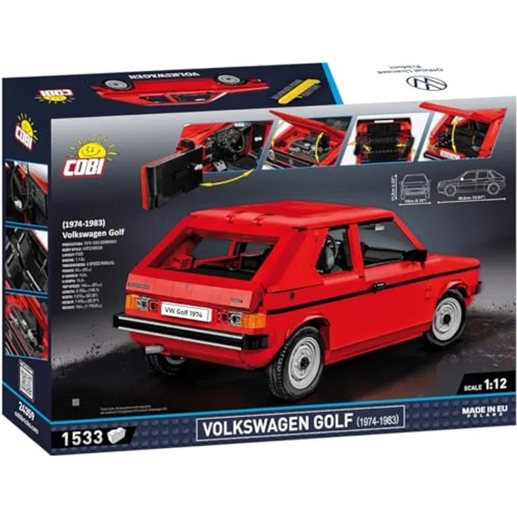 Cobi VW Golf I, Modellbausatz im Maßstab 1:12 mit 1510 Teilen und beweglichen Elementen – Bild 11