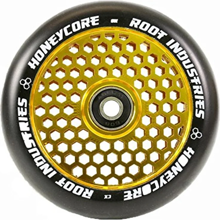 Root Industries Honeycore Stunt-Scooter Rolle 110mm Gold/PU Schwarz, Leichte Waben Struktur, Abec 11 Kugellager – Bild 5