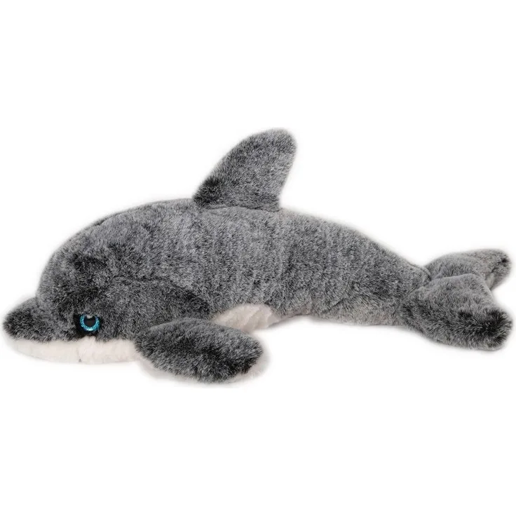 Inware Delfin grau meliert 34 cm, Plüschdelfin aus kuschelweichem Material, maschinenwaschbar bis 30°C