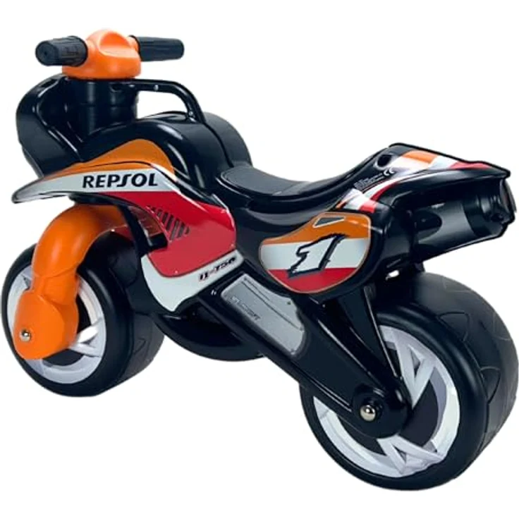INJUSA Laufrad Motorrad Repsol für Kinder ab 18 Monaten, ergonomisches Design, wasserfeste rutschfeste Dekoration, breite Kunststoffräder, integrierter Tragegriff, stabile Konstruktion – Bild 3