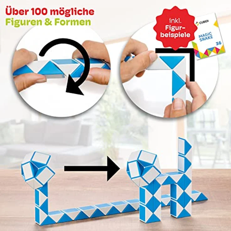 CUBIDI® Original Magic Snake, 3D-Puzzle mit 36 Blöcken in Rot, Anti-Stress Spielzeug für Kinder und Erwachsene, ideal als Mitgebsel oder kleine Geschenke für Kindergeburtstage – Bild 4
