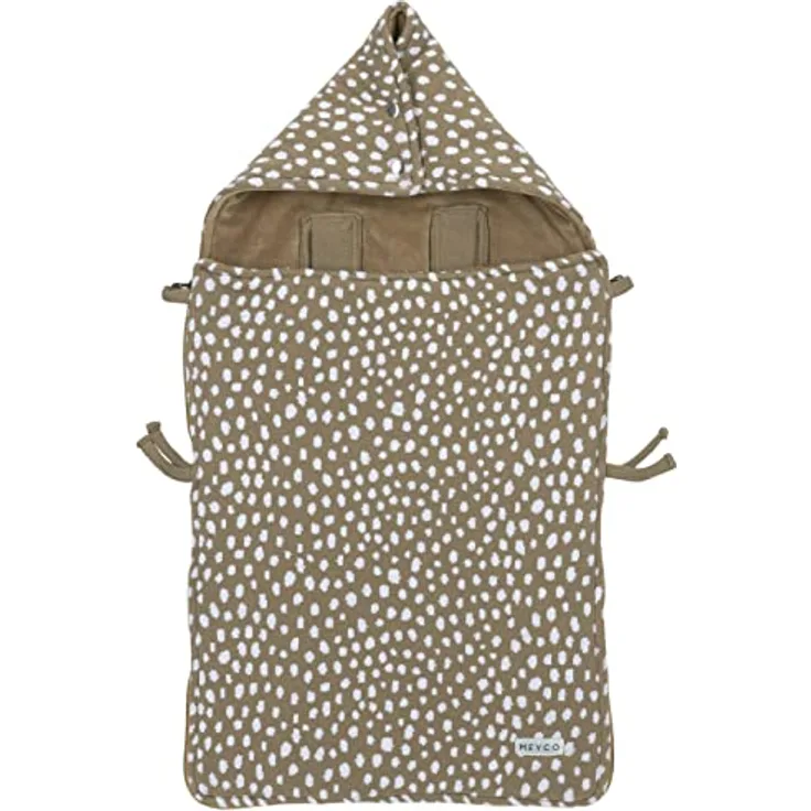 Meyco Baby Cheetah Fußsack für den Autositz (bequem und warm, kompatibel mit Autositz der Gruppe 0, maschinenwaschbar, aus 100% Baumwolle, Größe: 40 x 82 cm), Taupe