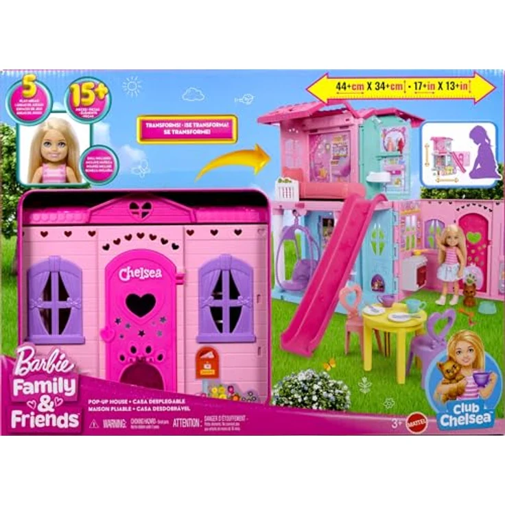 Barbie Puppenhaus Pop-Up-Haus Chelsea, mehr als fünf Spielbereiche mit Zubehör, bunt – Bild 6