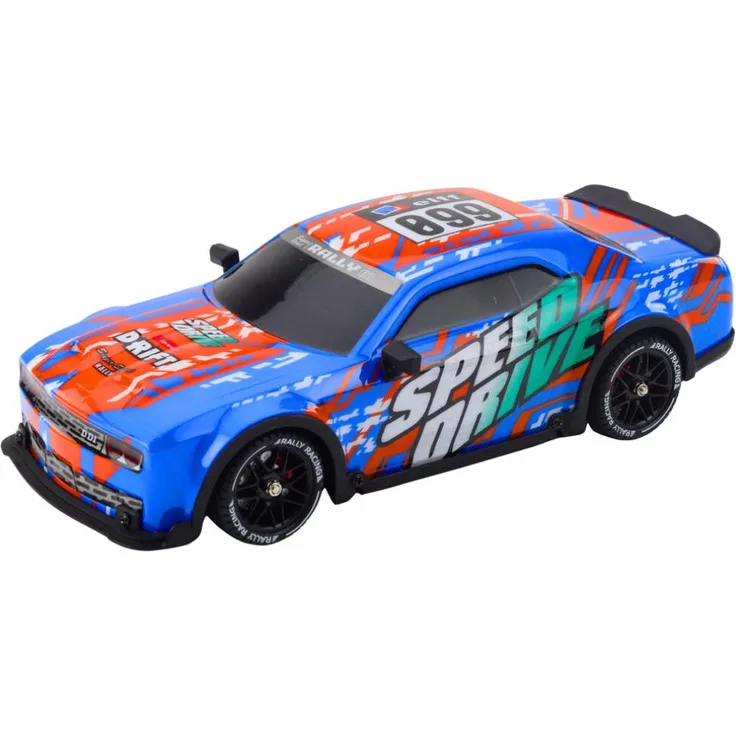 LEAN Toys 23071 RC-Drift-Auto, Sportwagen mit beleuchteter Karosserie, blau