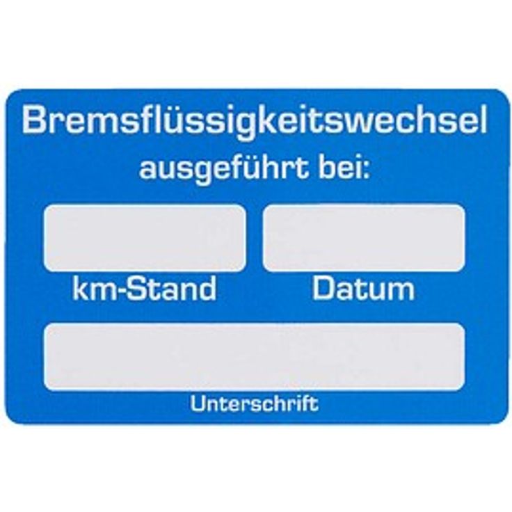 EICHNER Aufkleber Bremsflüssigkeitswechsel, selbstklebend, blau/weiß, 250 Stück
