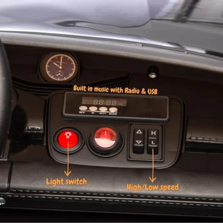 Porsche Taycan Turbo S Elektro Kinderauto 24V, 2-Sitzer für 2 bis 6 Jahre, Schwarz, MP3-Player, LED-Scheinwerfer, 3-6 km/h – Bild 6