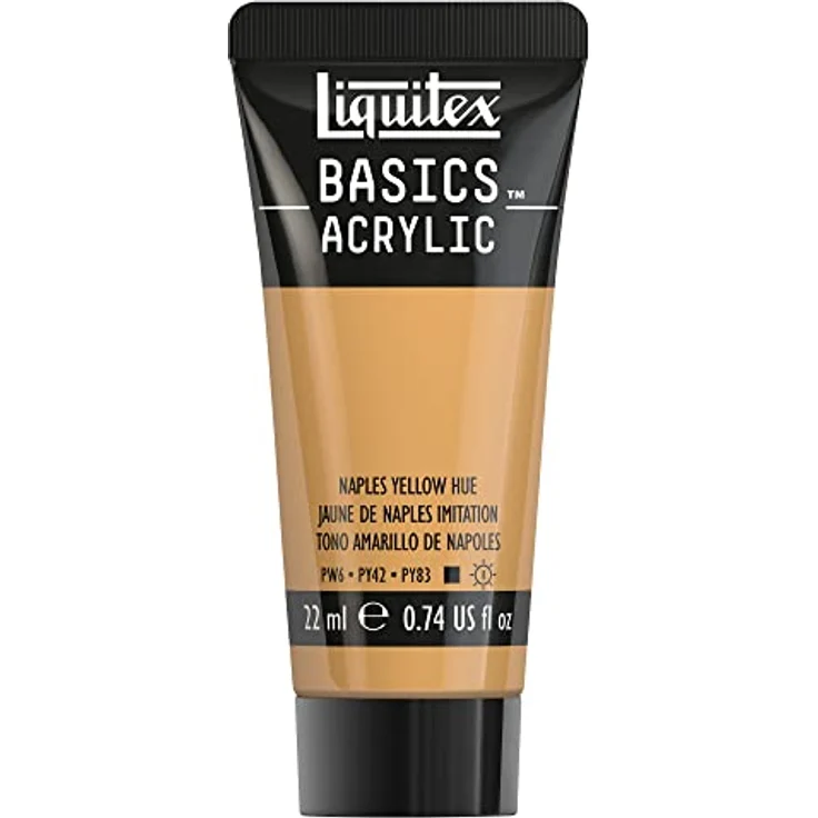 Liquitex Basics Acrylfarbe Neapelgelb, 22 ml Tube, lichtecht, mittlere Viskosität, seidenglänzend, monopigmentiert, Archivqualität – Bild 1