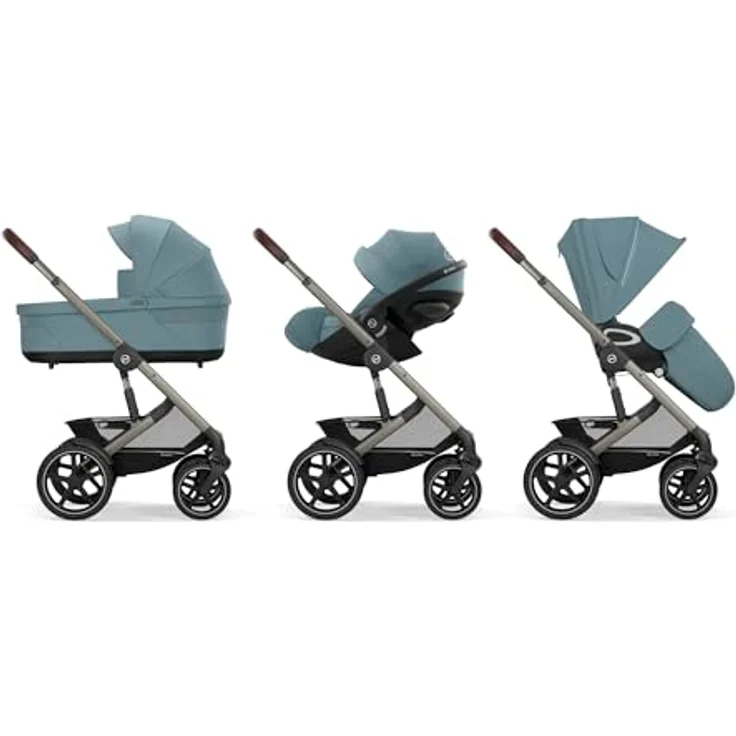 cybex Gold Kinderwagen Talos S LUX Tpe, Hellblau, mit Federung, 5-Punkte-Gurt, feststellbarer Bremse und Einhand-Faltmechanismus – Bild 8