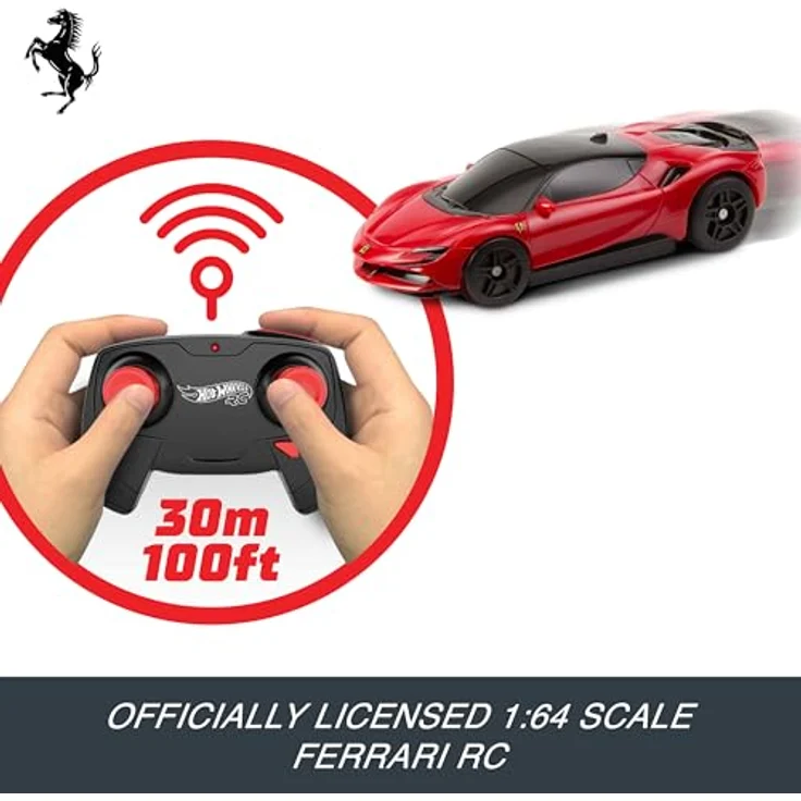 Hot Wheels Ferngesteuertes Spielzeugauto Ferrari SF90 Stradale Assetto Fiorano, Maßstab 1:64, mit Beschleunigerknopf und 2,4 GHz Frequenz – Bild 5