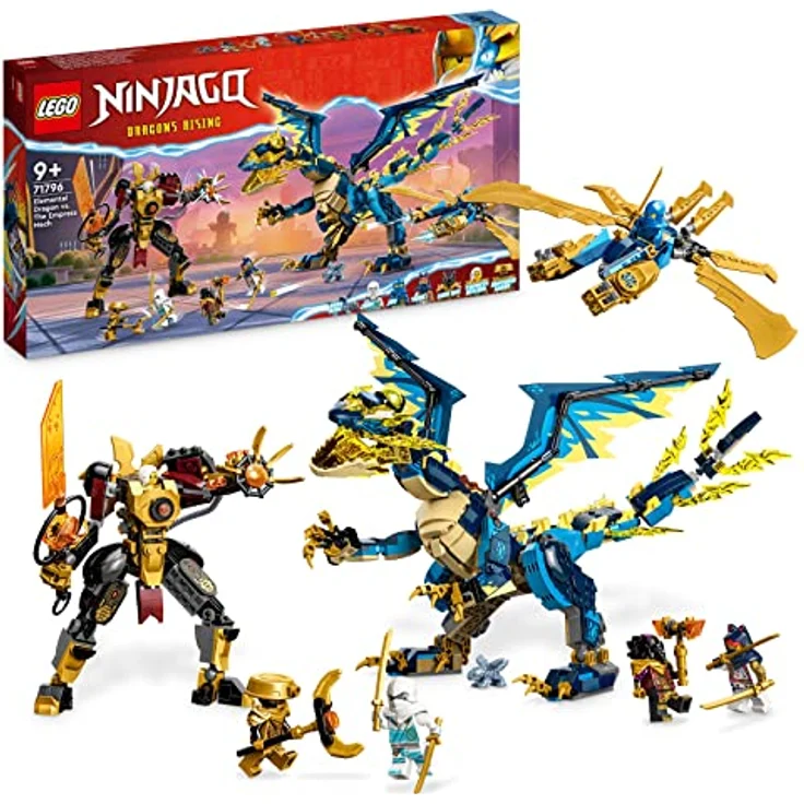 LEGO 71796 NINJAGO Kaiserliches Mech-Duell gegen den Elementardrachen, großes Set mit Drachen-Spielzeug, Action-Figur, Ninja-Flieger & 6 Minifiguren, Sammlerstück-Geschenk für Kinder, Jungen, Mädchen – Bild 1