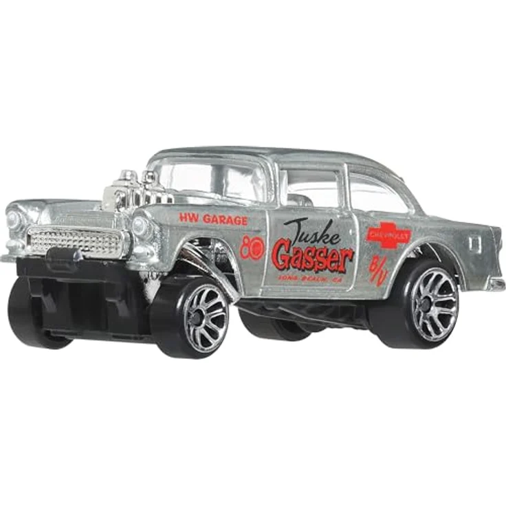 Hot Wheels Silber-Serie, 80. Jubiläum Spielzeug-Auto Set (7-tlg), Maßstab 1:64, ZAMAC-Lackierung mit roten Details – Bild 4