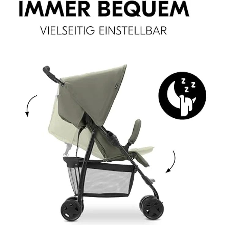 hauck Buggy Sport, ultra leichter Reisebuggy mit Liegefunktion, für Kinder bis 15 kg, klappbar und mit extra großem Korb bis 3 kg, Olive – Bild 4