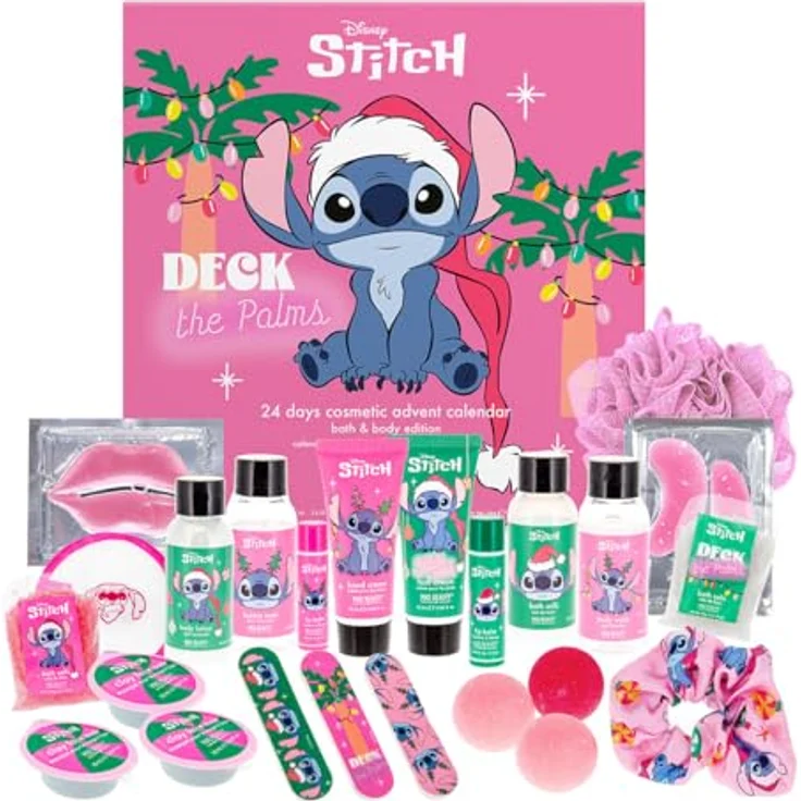 ACCENTRA Adventskalender STITCH 2025, 24 Pflege- und Badeprodukte für Kinder, aufklappbare Box – Bild 1