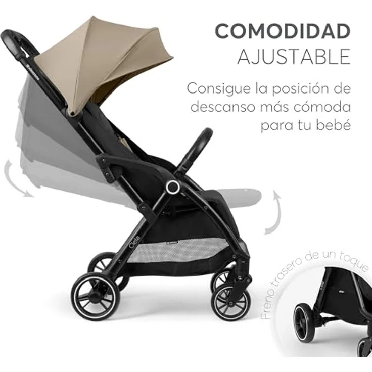 Kikka Boo Kinderwagen Buggy Ciela 22 kg faltbar 360-Grad-Drehung Vorderräder Gurt, beige – Bild 2