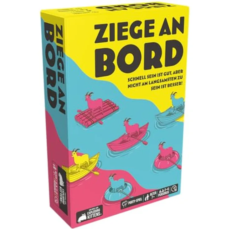 Exploding Kittens Ziege an Bord – schnelles Familien- und Partyspiel für 2-6 Spieler, 10-20 Minuten Spieldauer, ab 7 Jahren