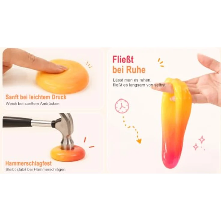 ENCOVY Magic Knete Intelligente Slime 80g, Wärmeempfindlicher Dough Farbwechsel Rot zu Gelb, Therapieknete für Kinder und Erwachsene – Bild 3