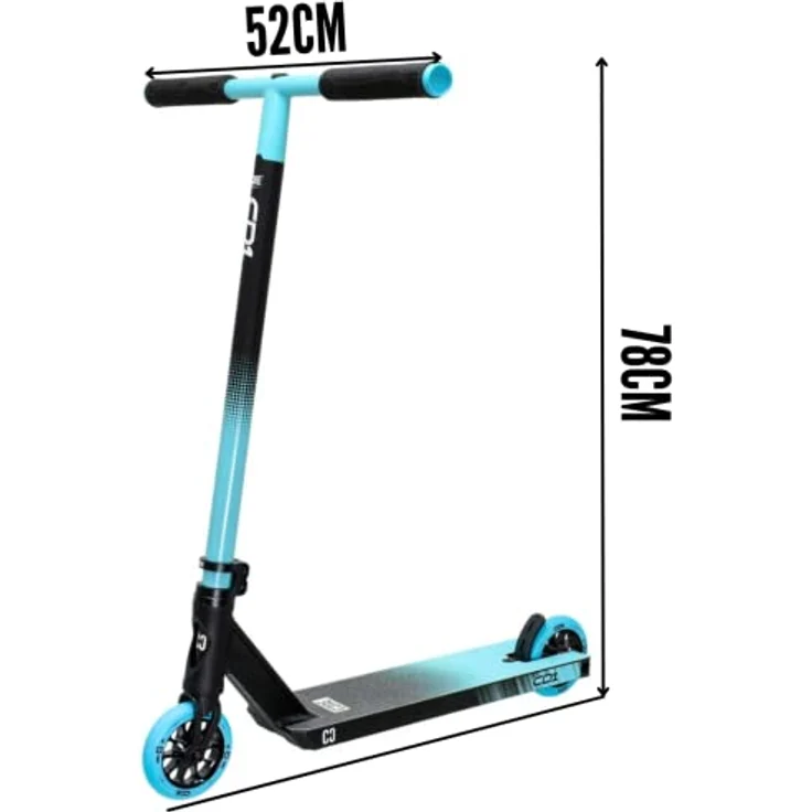 Fantic26 CORE Stunt-Scooter Trick Tret Roller 110mm Rollen I ABEC 9 I für Anfänger & Profi I Ab 5 Jahren I 78cm-95cm Höhe I + Fantic26 Sticker (Park CD1 H=78cm Türkis/Schwarz) – Bild 2