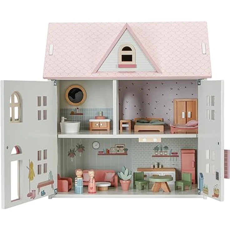 Little Dutch 7117 FSC Holz Puppenhaus weiß inklusive Möbel und Figuren – Bild 3