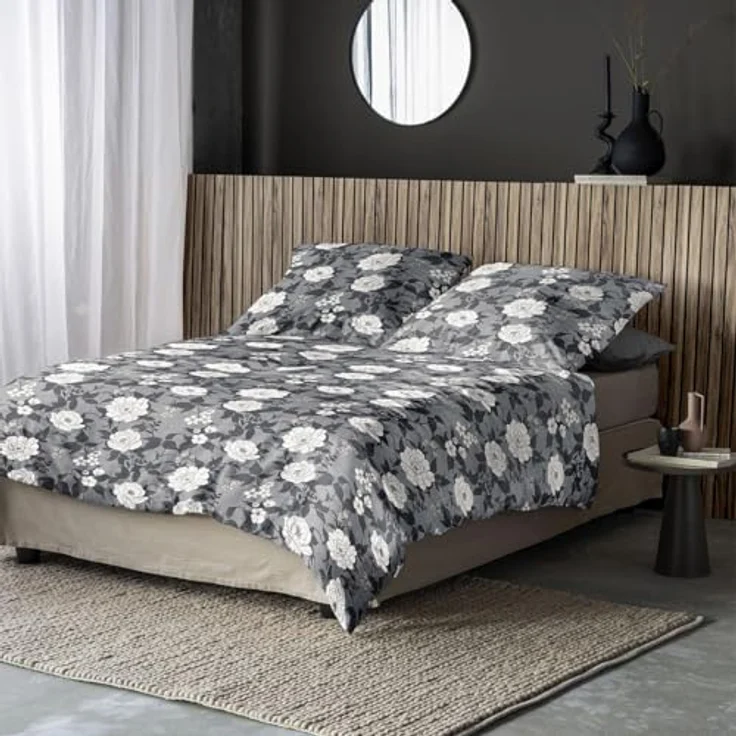 Irisette Edel-Feinbiber Bettwäsche Koala grau 8531 135x200 + 80x80, Kinderbettwäsche mit Qualitätsreißverschluss und floralem Design – Bild 2