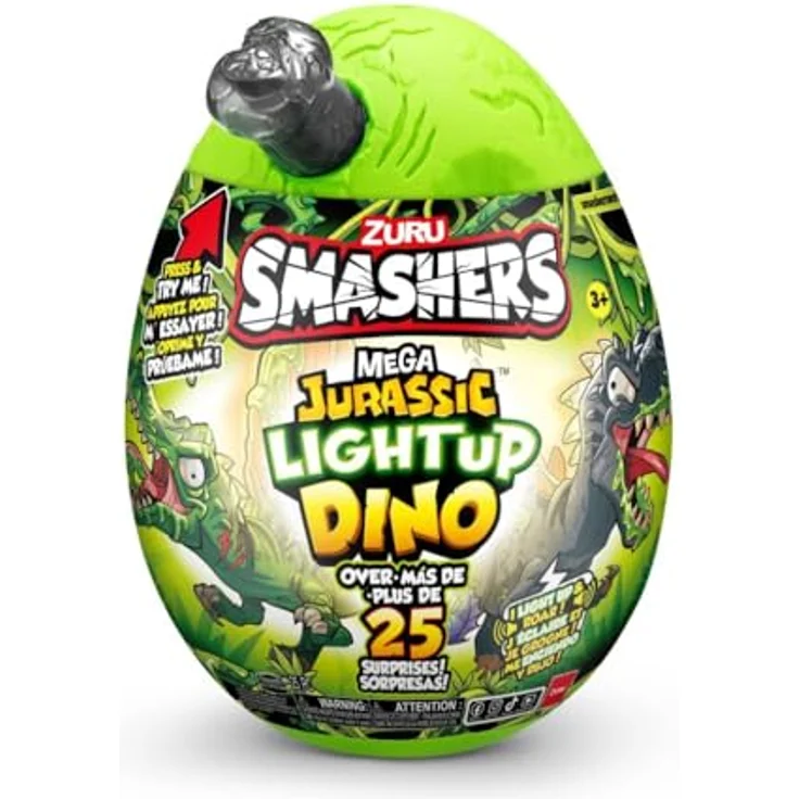 Zuru Zuru Smashers Mega Jurassic Light-up Dino, Sammelfigur mit leuchtendem Ei, über 25 Überraschungen und Dino-Teilen – Bild 1