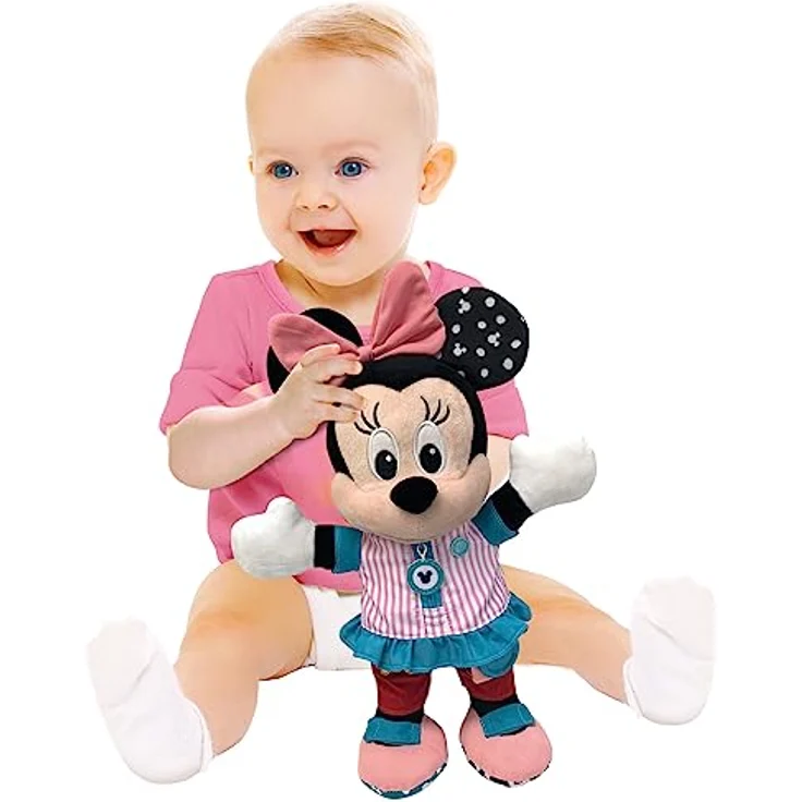 Clementoni Disney Baby Minnie Dress me up – Plüschtier mit Reißverschlüssen, Knöpfen und Raschelelementen - Geschenk für Kinder ab 18 Monate, 17860 – Bild 4