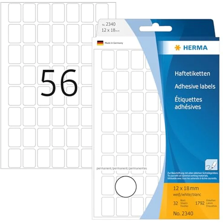 HERMA 1.792 Etiketten 2340, selbstklebend, weiß, 18,0 x 12,0 mm, FSC®-zertifiziert – Bild 1