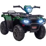 HOMCOM Elektro-Kinderquad für Kinder ab 3 Jahren, Belastbarkeit 25 kg, Schwarz+Grün, LED-Scheinwerfer, MP3-Anschluss, 2 Geschwindigkeitseinstellungen