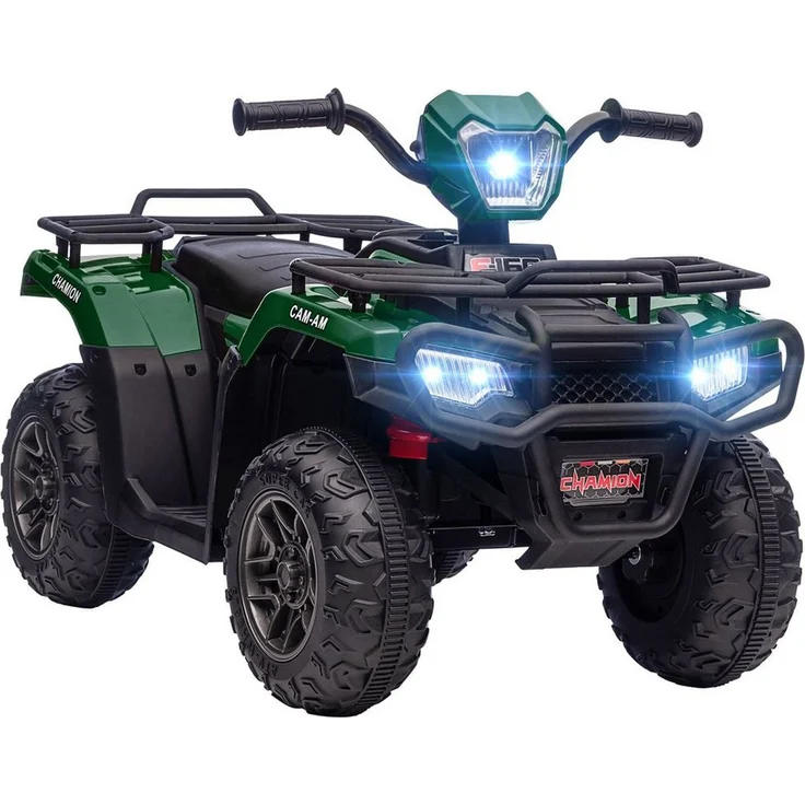HOMCOM Elektro-Kinderquad für Kinder ab 3 Jahren, Belastbarkeit 25 kg, Schwarz+Grün, LED-Scheinwerfer, MP3-Anschluss, 2 Geschwindigkeitseinstellungen – Bild 1