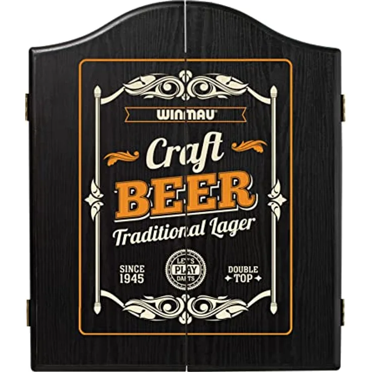 Winmau Dartboard-Cabinet "Beer", schwarz, hochwertiges Dartkabinett mit Zähltafeln und edler Furnieroptik