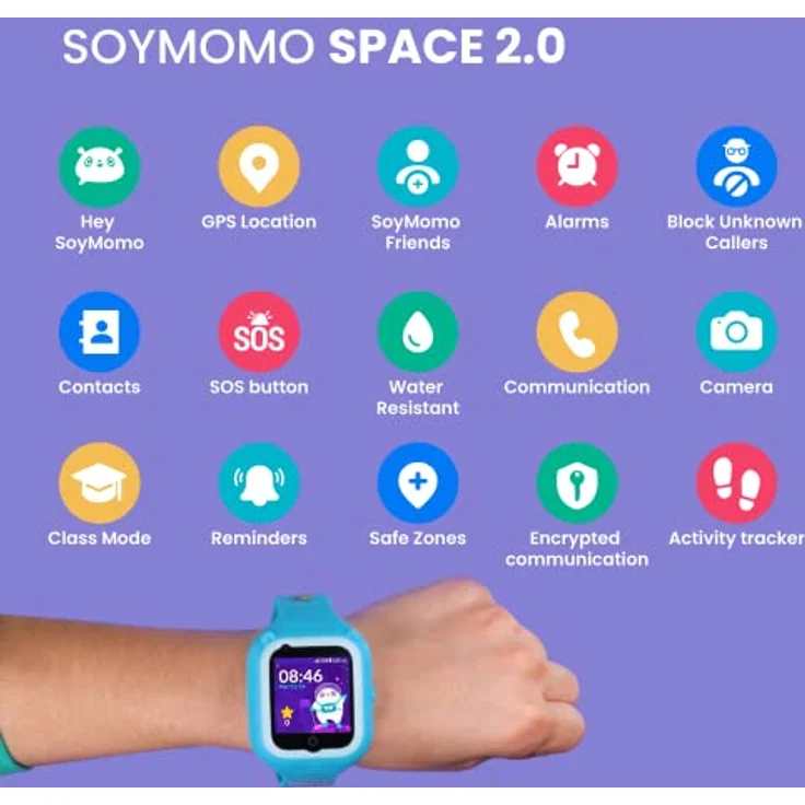SoyMomo Space 2.0 - Handy Uhr für Kinder, 4G-Smartwatch für Kinder, GPS, Anrufe, Nachrichten, SOS-Taste, Kamera, Schulmodus, Blockierung fremder Anrufer, SIM-frei (Schwarz) – Bild 5