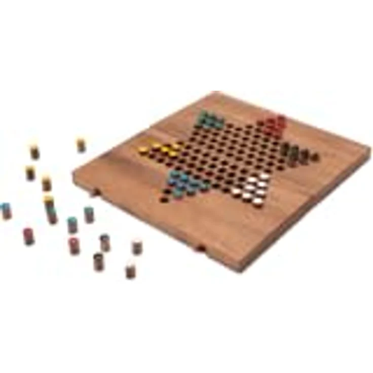 Logoplay Halma Gr. L, Brettspiel für 2 bis 6 Spieler, hochwertiges Samena-Holz, inkl. Stoffbeutel, Spielfeld 26 x 27 cm, 6 x 10 Spielstecker – Bild 4