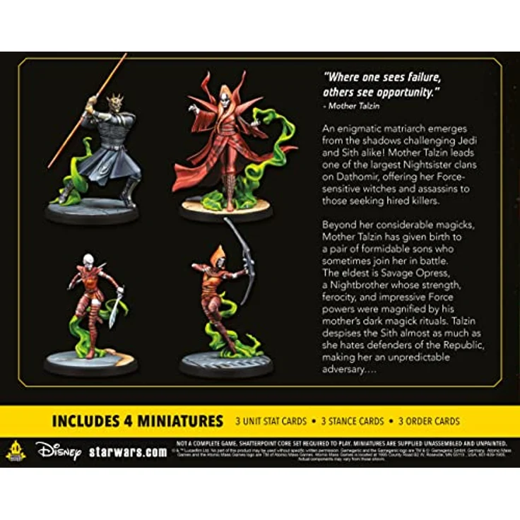 Atomic Mass Games Star Wars: Shatterpoint - Witches of Dathomir Squad Pack, Erweiterung mit 4 unbemalten Miniaturen und 9 Karten (Befehle, Kampfstile, Werte) – Bild 4