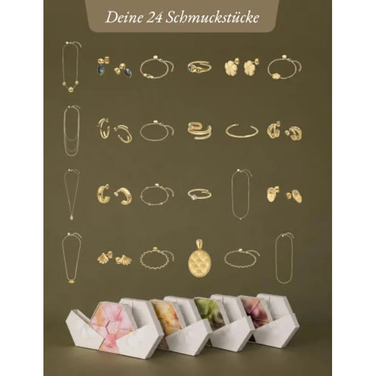 Purelei Schmuck Adventskalender 2026, Gold – 14K vergoldet, für Erwachsene, 4 Module – Bild 8