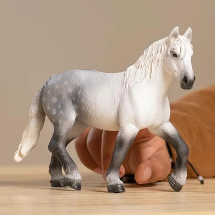Schleich Percheron Stute, Kaltblutpferd in Schimmel-Fellfarbe, 19 cm, Farm World (13971) – Bild 2