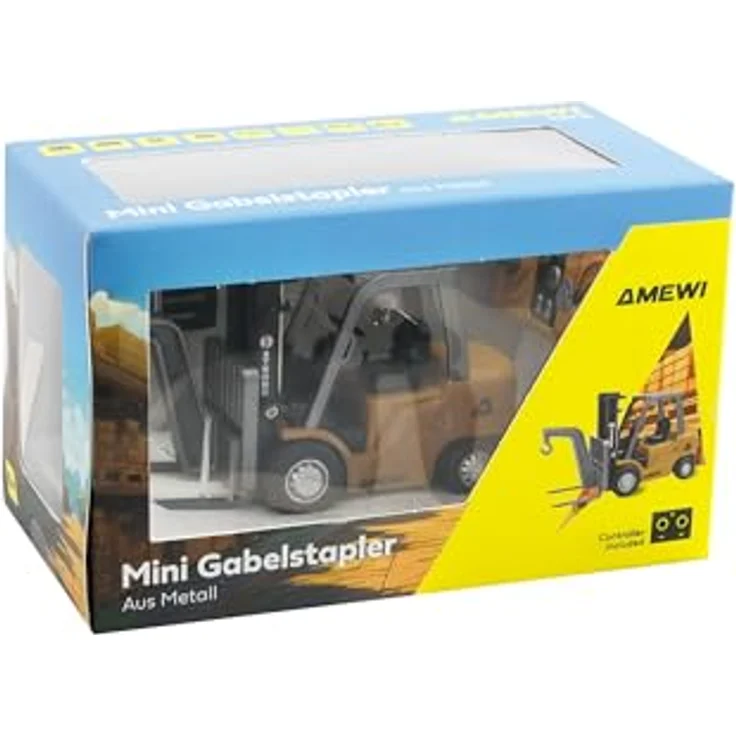 Amewi Mini-Gabelstapler aus Metall 8-Kanal 1:64 RTR ferngesteuert, robust mit Fernsteuerung und zwei Geschwindigkeitsstufen, für Kinder ab 6 Jahren – Bild 2