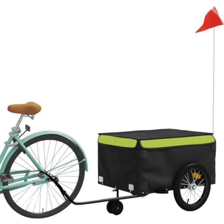 vidaXL Fahrradkinderanhänger, Eisen, 45 kg maximale Tragfähigkeit, schwarz und grün – Bild 3