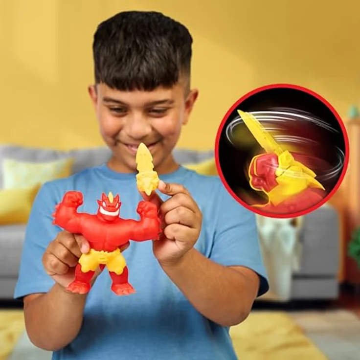 Heroes of Goo Jit Zu Meteor Madness Blazagon-Actionfigur, dehnbar mit knirschender Schleimfüllung und Meteor-Kampfhandschuh, bis auf das Dreifache der Größe dehnbar – Bild 5