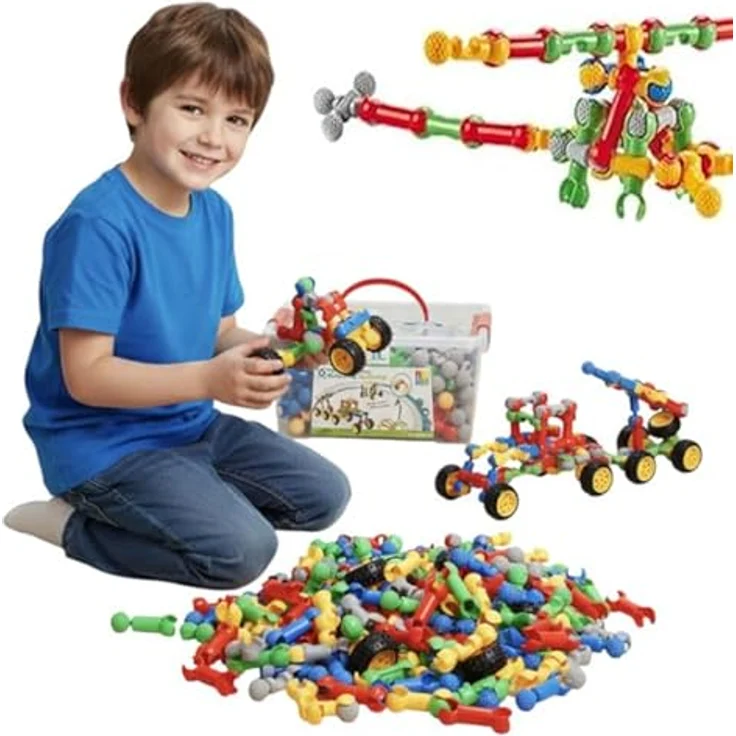 COIL Spielbausteine, Baustein-Set mit 170 Elementen, Lernspielzeug für Kinder ab 3 Jahren, Verbindungsbausteine und Anschlussblocksatz in Kunststoff, leicht zu reinigen und sicher – Bild 2