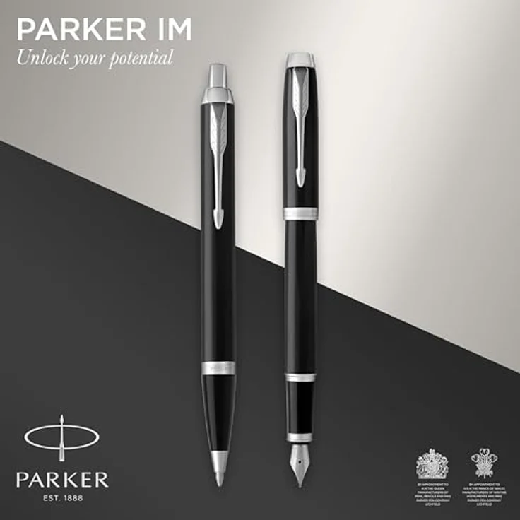 Parker Pen IM Duo Pen Gift Set, Füllfederhalter und Kugelschreiber mit schwarzer Lackoberfläche und Chromakzenten, präsentiert in eleganter Geschenkbox – Bild 2