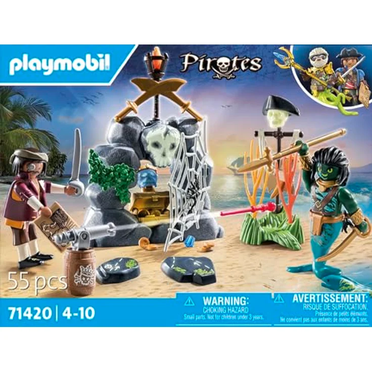 PLAYMOBIL 71420 Schatzsuche Spielset, Piratenabenteuer mit nachleuchtendem Felsversteck und 2 Figuren, Mehrfarbig – Bild 4