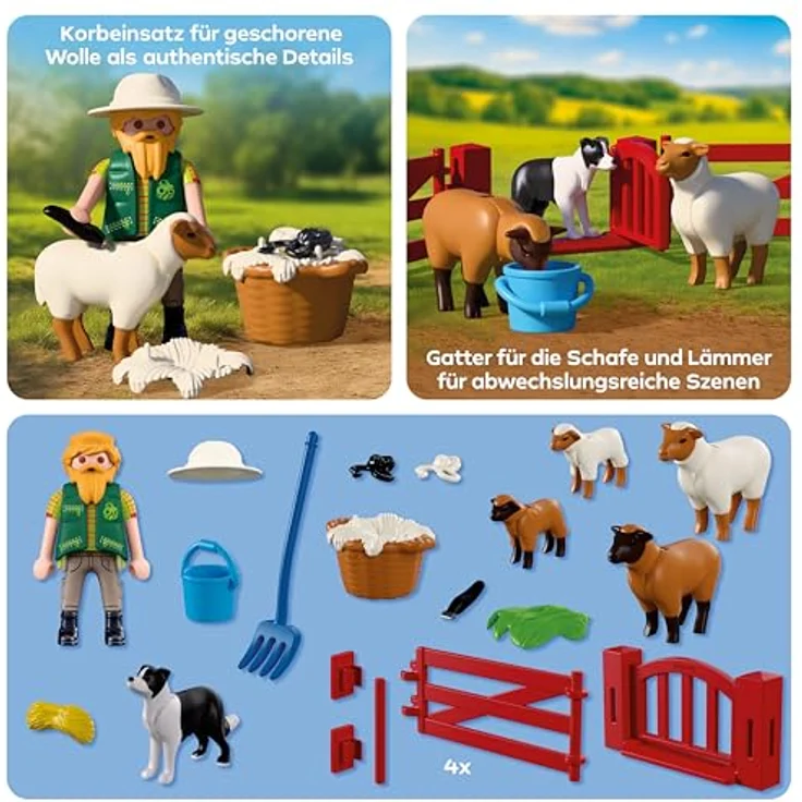 Playmobil Young Shepherd, Spielset mit Schafpflege, Scherwerkzeug und Hundefigur, Modell 72169 – Bild 4