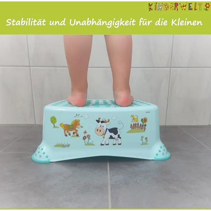 2er Set: Funny Farm aquamarin Kinder-Toilettensitz + Tritthocker Toilettentrainer mit Anti-Rutsch-Funktion – Bild 5