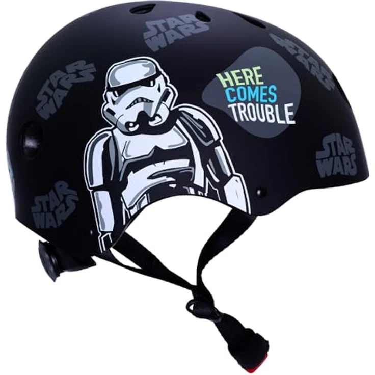 Seven Polska Fahrradhelm „Star Wars“ – Cooler Schutz für Junge Fans (54-58 cm, ab 8 Jahren), Schutzhelm in Schwarz mit Star Wars Motiven (Darth Vader, Stormtrooper) – Bild 2