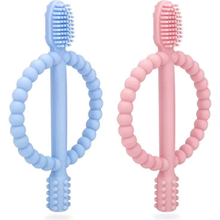 CLDY Baby Beißspielzeug 2er Set, Silikon Beißring Zahnungshilfe für wunden Zahnfleisch, BPA-frei, ab 3 Monaten