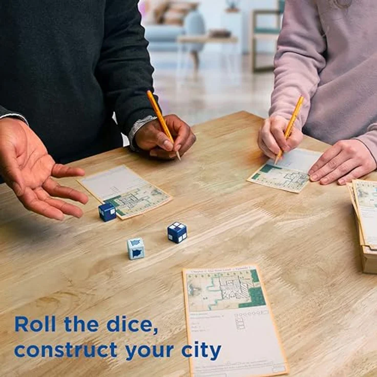 Thames & Kosmos My City Roll & Build, Entscheidungsspiel für 1 bis 6 Spieler, ab 10 Jahren, 12 Episoden, Gold – Bild 4